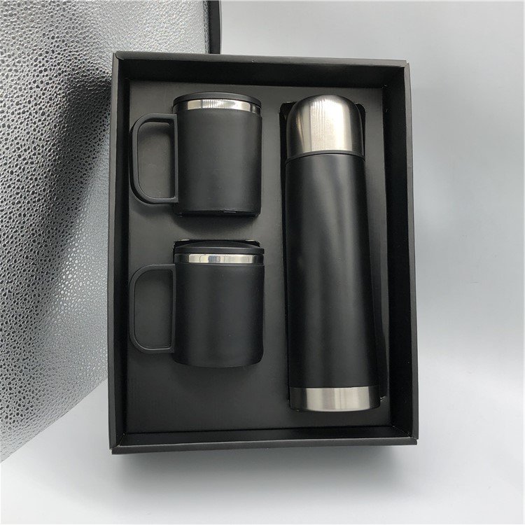 Customized Double Wall Stainless Steel Water Bottle Vacuum Flask Set Business Tea Gift Set Box