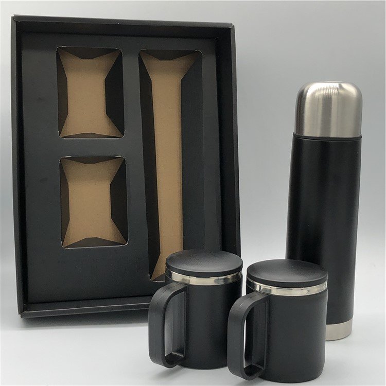Customized Double Wall Stainless Steel Water Bottle Vacuum Flask Set Business Tea Gift Set Box