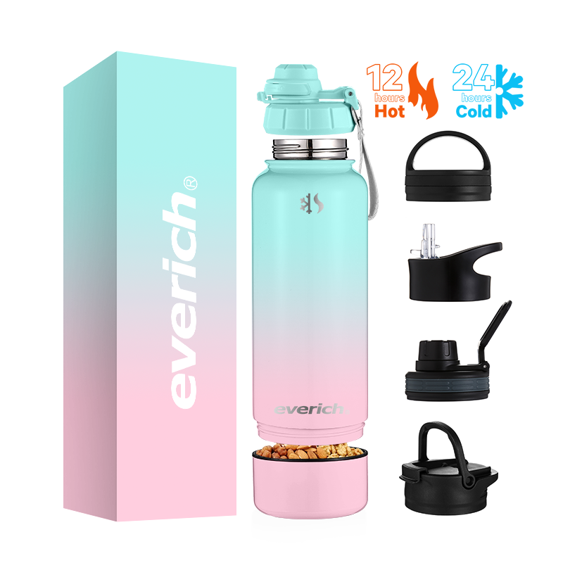 stainless steel insulated vacuum flasks with wide mouth water bottle 32oz stainless steel sports bottle with storage box