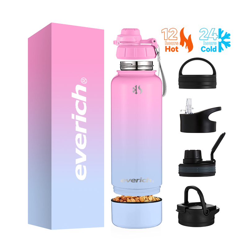 stainless steel insulated vacuum flasks with wide mouth water bottle 32oz stainless steel sports bottle with storage box
