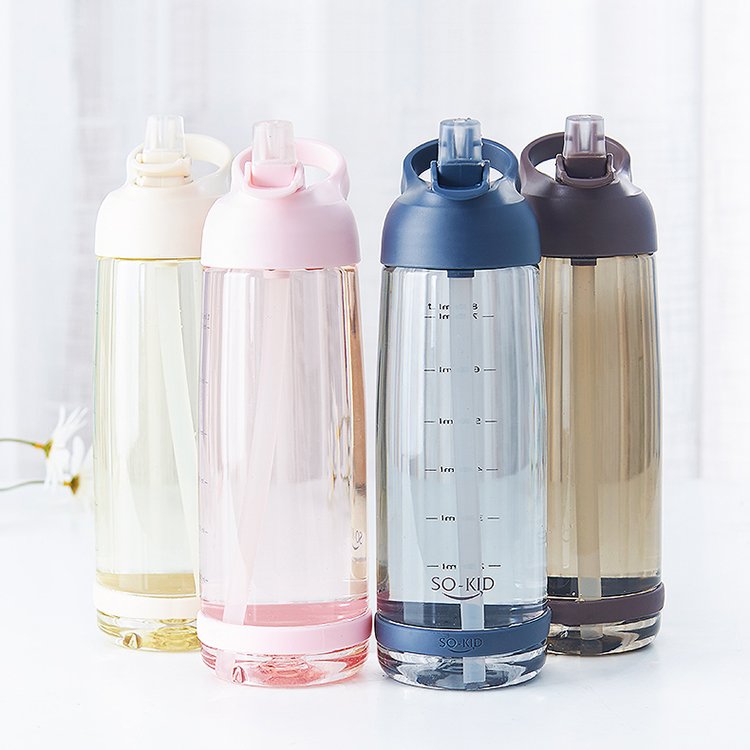 Eco-Friendly Food Grade Plastic Water Bottle Big Capacity Straight Sport Straw for Adults Camping Drinkware