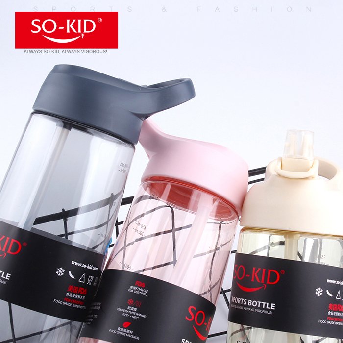Eco-Friendly Food Grade Plastic Water Bottle Big Capacity Straight Sport Straw for Adults Camping Drinkware
