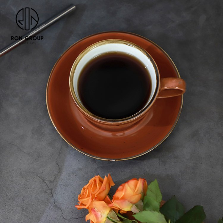 Luxury Special Drinkware Ceramic Tea Coffee Ceramic Cups Wholesale Tableware Mug Restaurants Tea Ceramic Cup With Plate