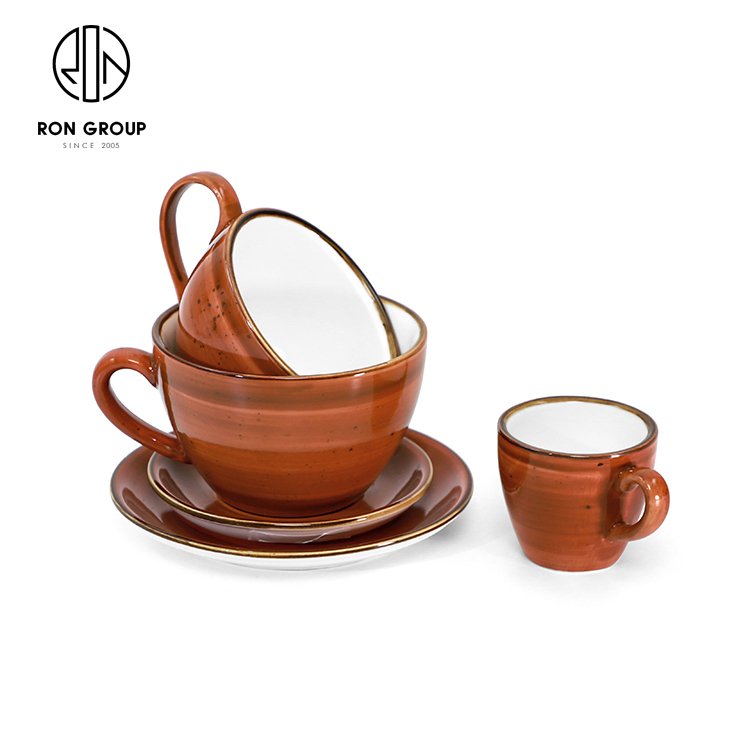 Luxury Special Drinkware Ceramic Tea Coffee Ceramic Cups Wholesale Tableware Mug Restaurants Tea Ceramic Cup With Plate