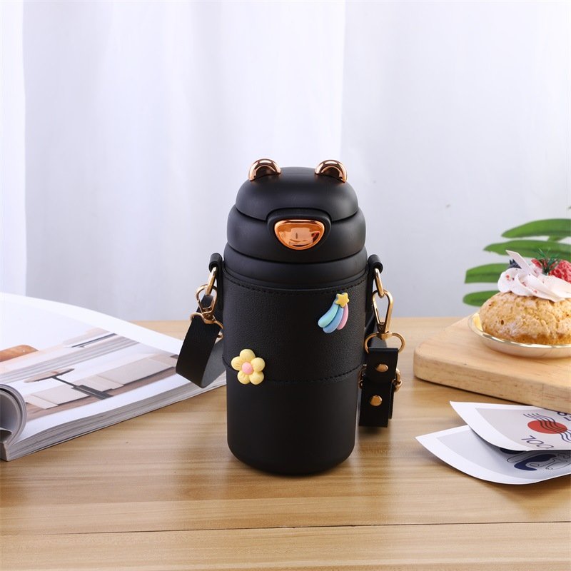Kids Sport Water Bottle with Straw and Lid 500ml Thermal Capacity for School Camping and Drinkware