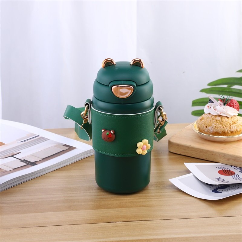 Kids Sport Water Bottle with Straw and Lid 500ml Thermal Capacity for School Camping and Drinkware
