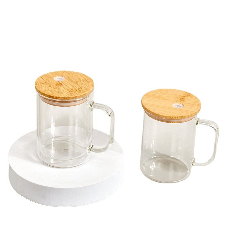 USA Warehouse RTS 17oz Sublimation Clear Glass Mug with Handle Snow Globe Glass Can Double Wall with Pre-drilled Hole and Plug