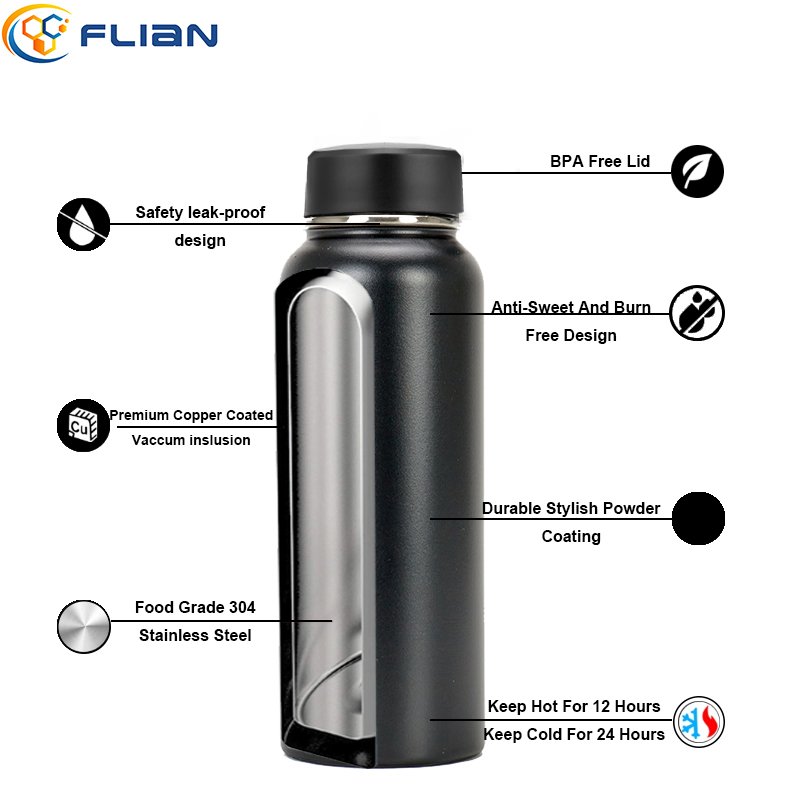 Sublimation Blank Sports Water Bottles Wide Mouth Stainless Steel Vacuum Flasks With Lids For Tumbler Press Machine Sublimation