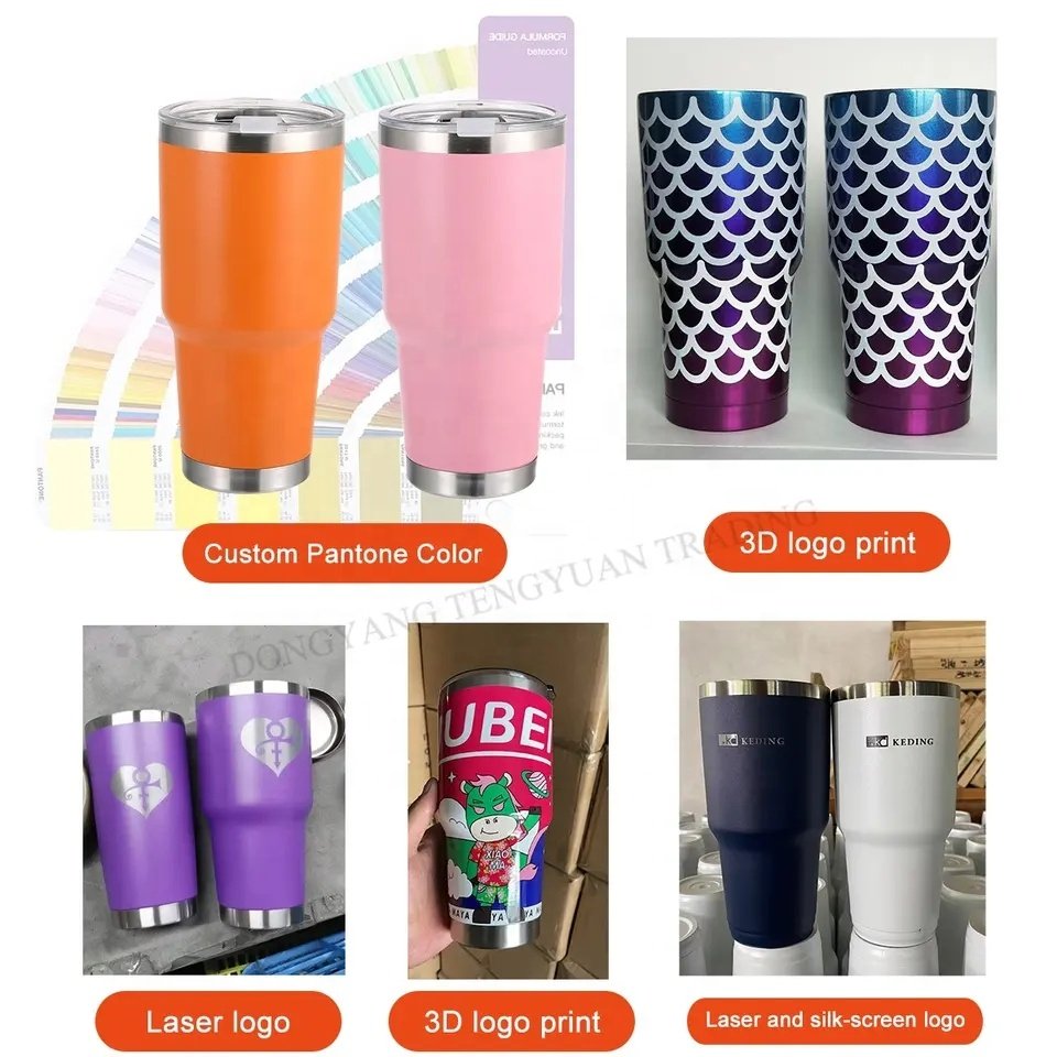 TY Custom logo 30oz stainless steel tumbler Double wall vacuum insulated Travel Mug with Slider Lid and straw