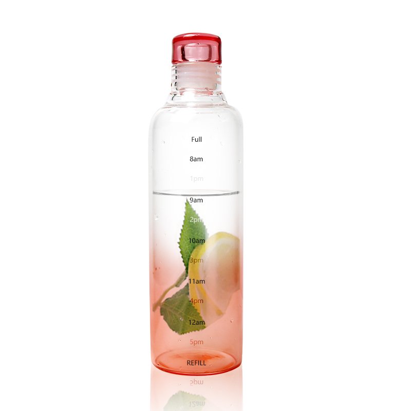 JM Hot Selling Transparent Glass Water Bottle With Time Marker Simple Style Water Bottle With Lid For Sport Eco-friendly Glass