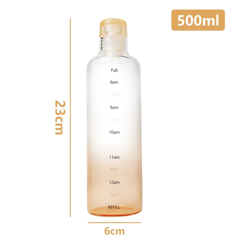 JM Hot Selling Transparent Glass Water Bottle With Time Marker Simple Style Water Bottle With Lid For Sport Eco-friendly Glass