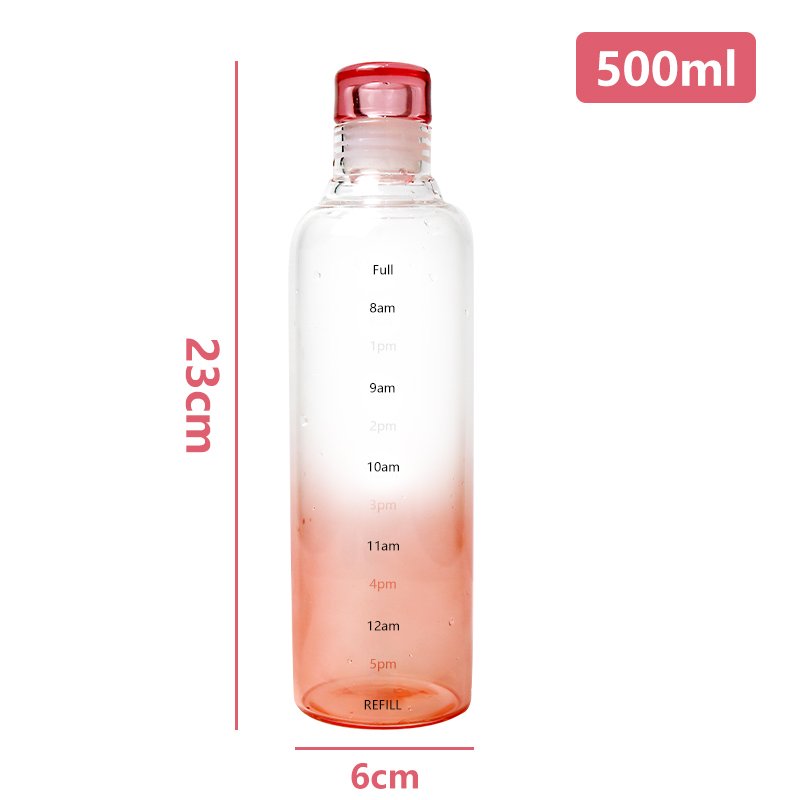 JM Hot Selling Transparent Glass Water Bottle With Time Marker Simple Style Water Bottle With Lid For Sport Eco-friendly Glass