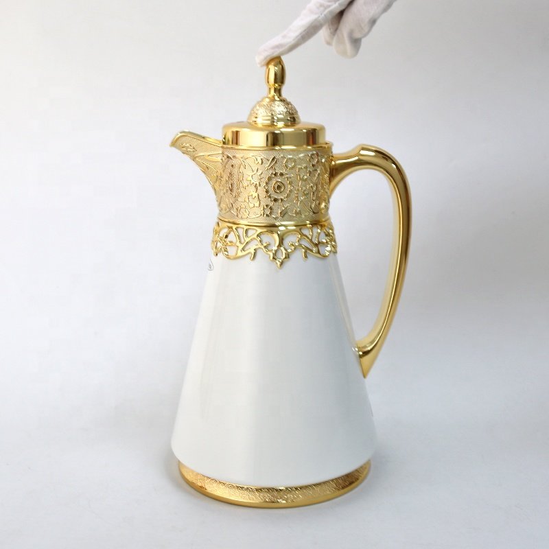 JQC 0.7&1.0 LITER CLASSIC LUXURY DUBAI STYLE METAL BODY VACUUM COFFEE POT FLASK ARABIC COFFEE DALLAH