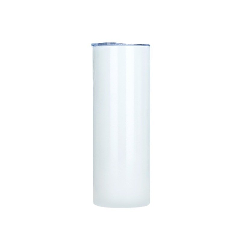 Spots wholesale USA Warehouse stainless steel insulated white skinny straight sublimation blank tumbler 20 oz with Rubber straw