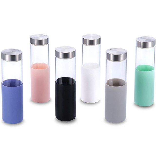 high borosilicate double wall travel tea mug glass water bottle