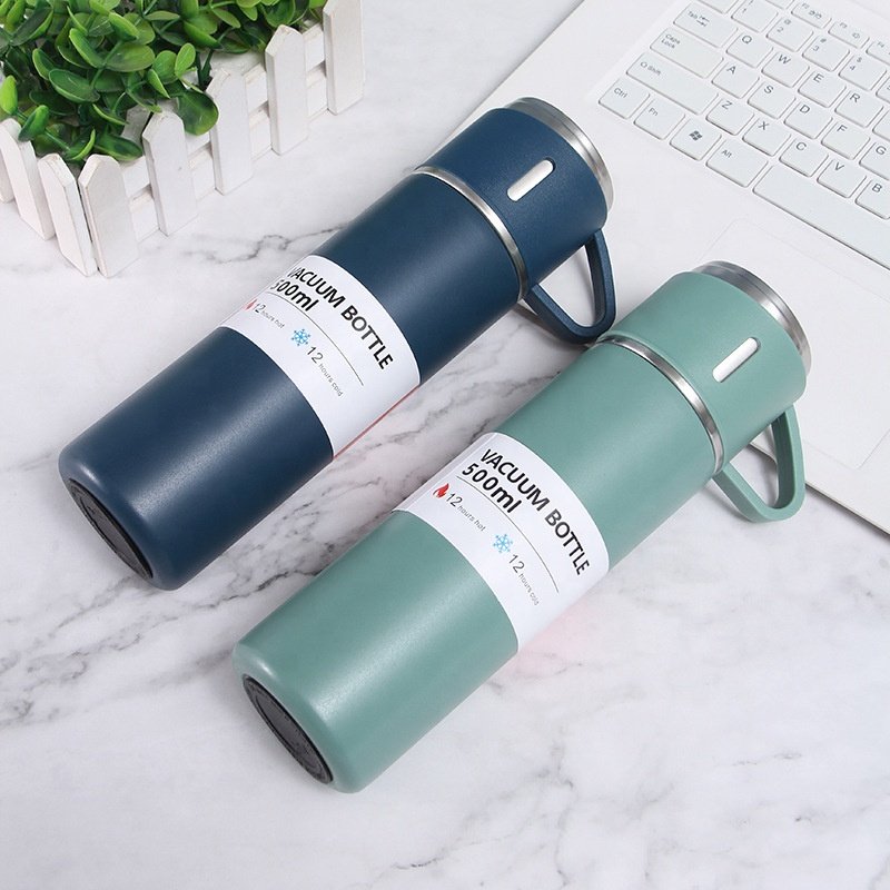 Corporate Business Double Stainless Steel Vacuum Flask Thermos Mug Gift Set Custom Insulation Cup Set with Lid