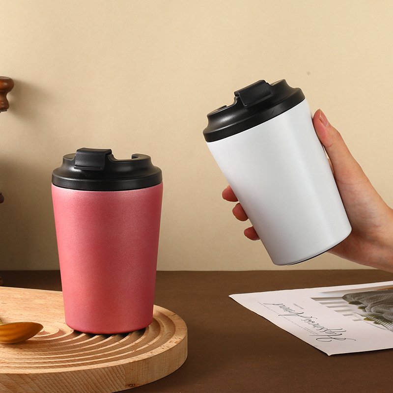 Double-Walled Stainless Steel 12oz reusable coffee cups with lid leak-proof recyclable 12 oz travel insulated coffee tumbler mug