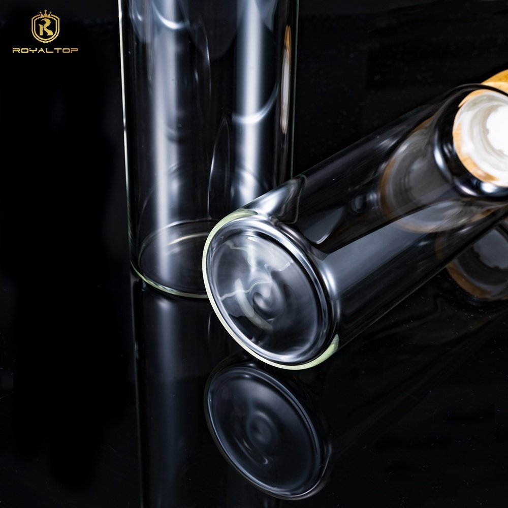 Nice Eco-friendly voss Karaffe glass water bottle botella de agua botol minum with custom logo bamboo wood lid