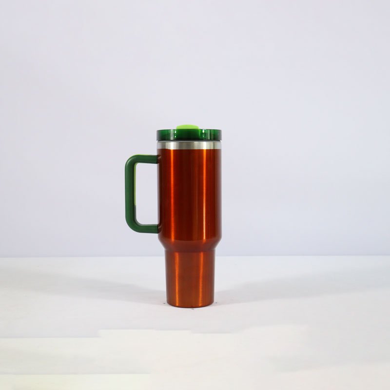 Wholesale 40oz rose gold leak-proof stainless steel insulated travel mug with handle and lid manufacture