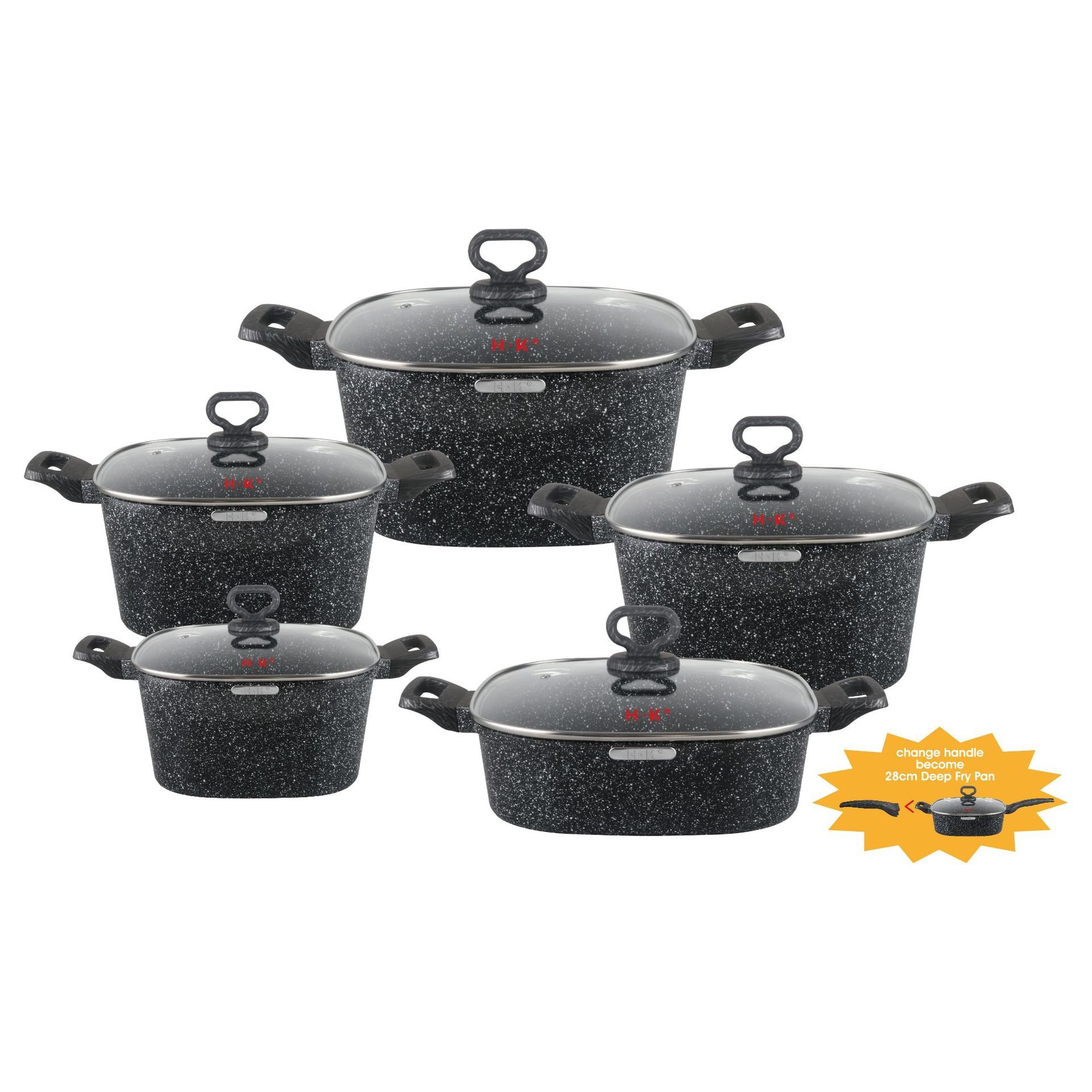 Non-stick Inner Coating 10pcs set Aluminium Alloy Die Casting Soup Pot Cookware Sets 20/24/28/32/28cm Cookware-Set