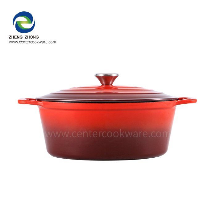 Center Enamel Cooking Pots and Frying Pans, Whole Set of 4,Cast Iron Enameled Casserole