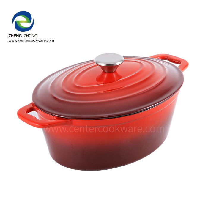 Center Enamel Cooking Pots and Frying Pans, Whole Set of 4,Cast Iron Enameled Casserole