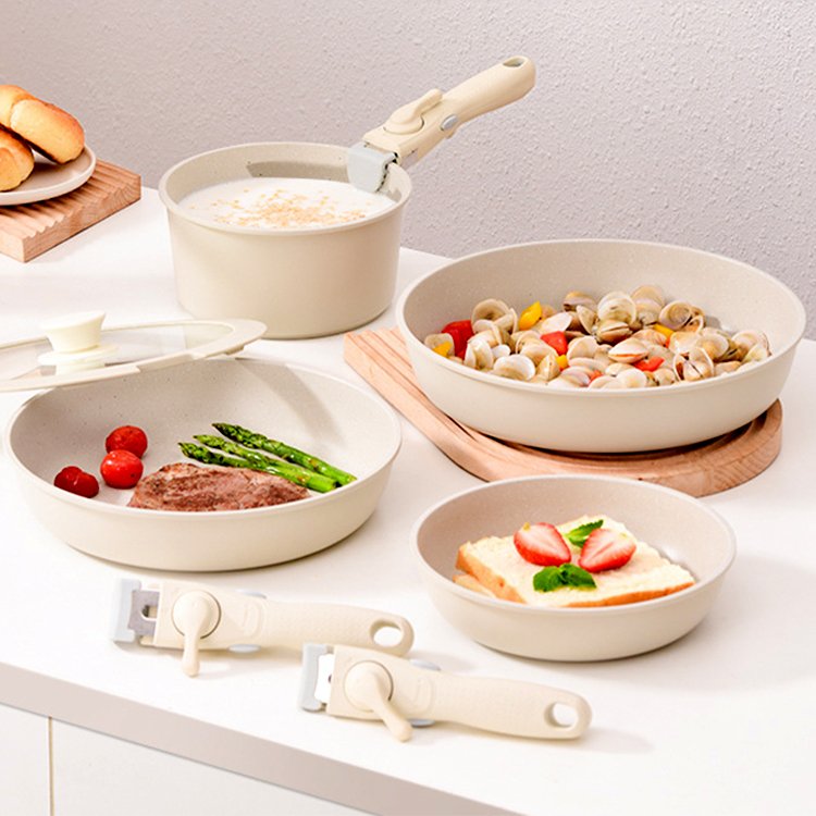 Non Stick Aluminum Casserole Set Cooking pots Kitchen Cookware Set with Detachable Handle