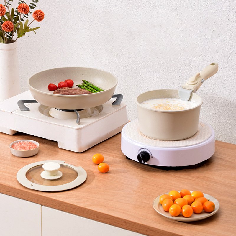 Non Stick Aluminum Casserole Set Cooking pots Kitchen Cookware Set with Detachable Handle