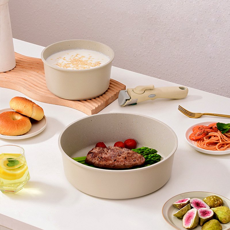Non Stick Aluminum Casserole Set Cooking pots Kitchen Cookware Set with Detachable Handle