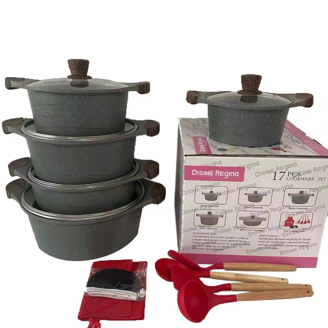 Factory Direct Detachable Handle Cookware Set Other Cookware 17pcs Pot Set Casserole Deep Fry Pan