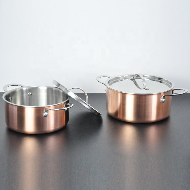 13Pcs 3ply copper clad body cookware set pot and pan for home kitchen cooking