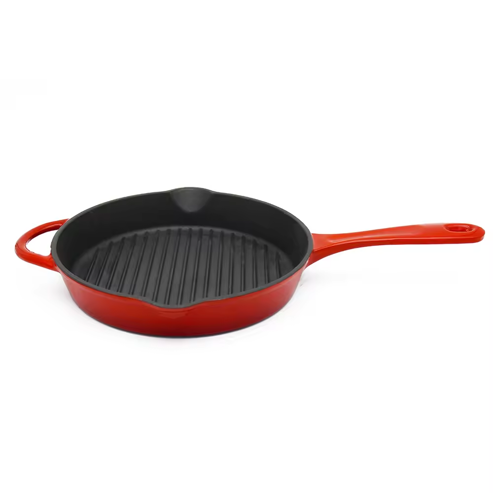 Houseware Non Stick 26cm Frying Pan Green Cast Iron Cookware Grill Roasting Pan Red Enamel Nonstick high-quality Frying Pan set