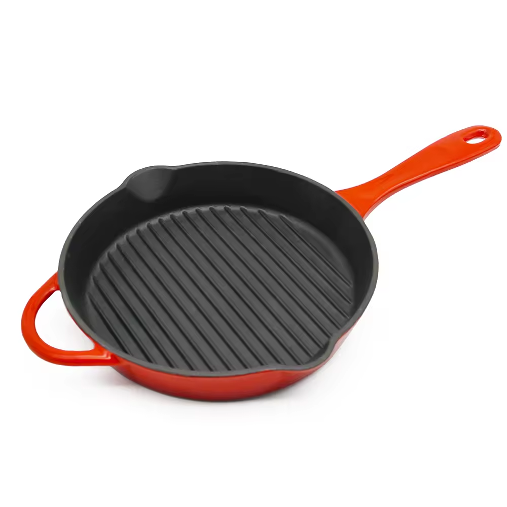 Houseware Non Stick 26cm Frying Pan Green Cast Iron Cookware Grill Roasting Pan Red Enamel Nonstick high-quality Frying Pan set