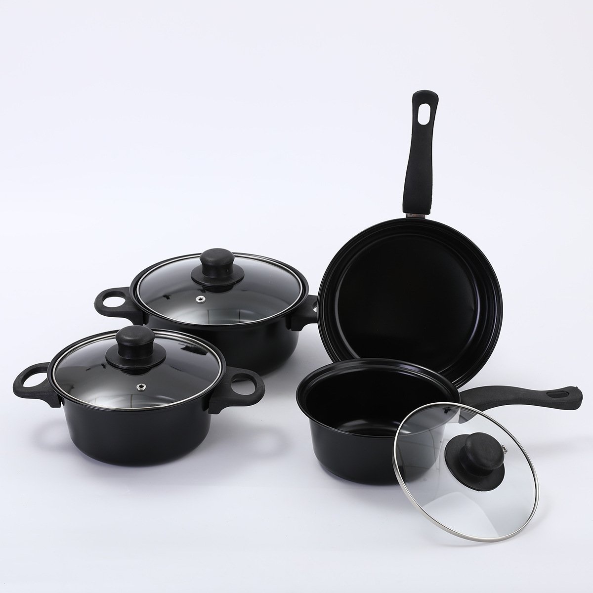 Factory Hot Selling Kitchen 13 Piece Non Stick Cookware Sets Black Pot And Pans Cast Iron Cooking Pot Cookware Set