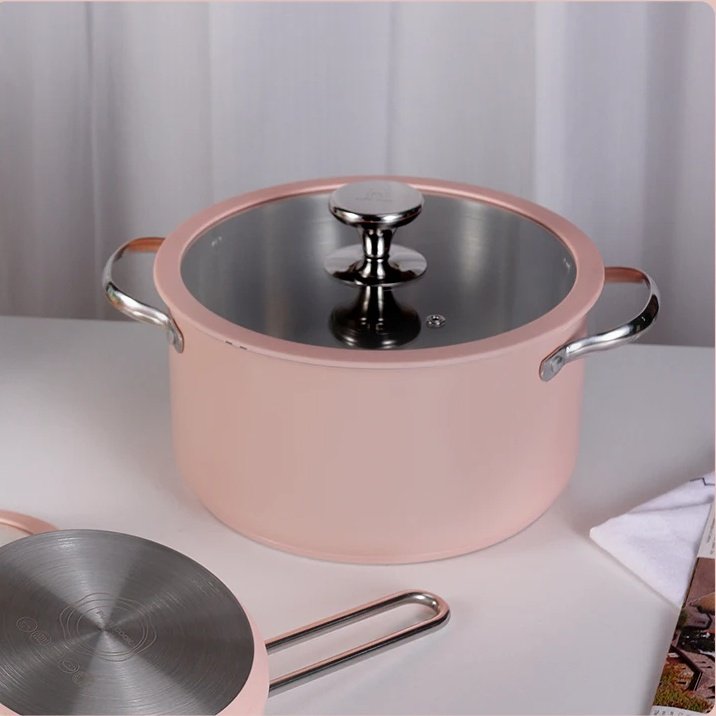 Fashion stainless steel cooking pot set snonstick Multifunctional cooking Pot With Lid pots and pans non-stick cookware set
