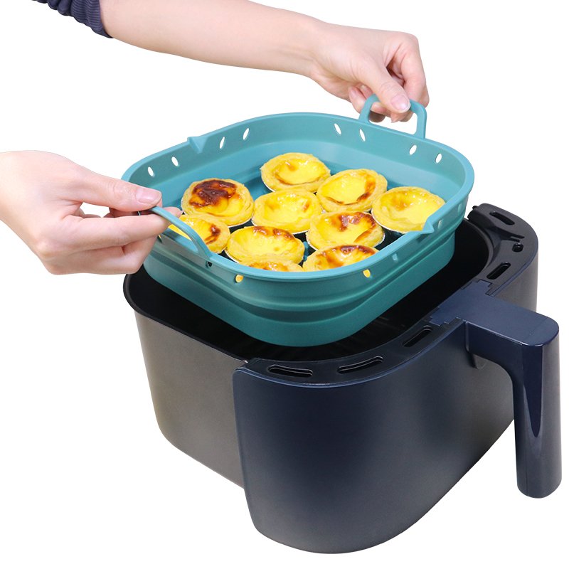 Nonstick Silicone Airfryer Accessory Set Basket Foldable Square Air Fryer Silicone Accessories Bakeware Liner Pot Mold for Fryer