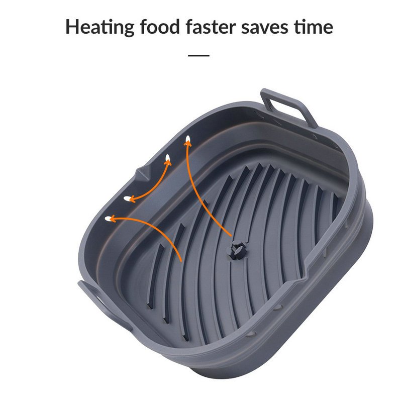 Nonstick Silicone Airfryer Accessory Set Basket Foldable Square Air Fryer Silicone Accessories Bakeware Liner Pot Mold for Fryer