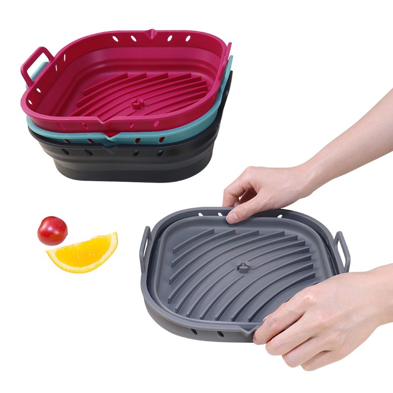Nonstick Silicone Airfryer Accessory Set Basket Foldable Square Air Fryer Silicone Accessories Bakeware Liner Pot Mold for Fryer