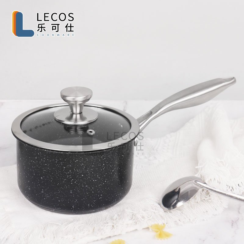 Stainless steel Pots and Pans Nonstick coating heavy metal handle glass cover sauce pan