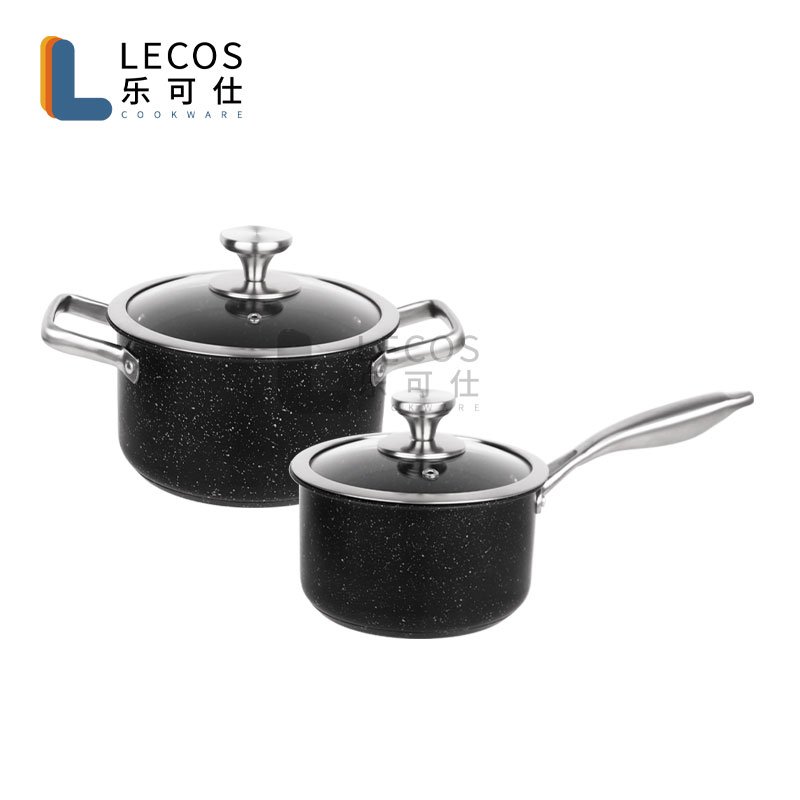 Stainless steel Pots and Pans Nonstick coating heavy metal handle glass cover sauce pan