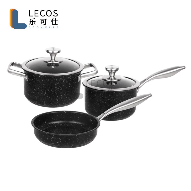 Stainless steel Pots and Pans Nonstick coating heavy metal handle glass cover sauce pan
