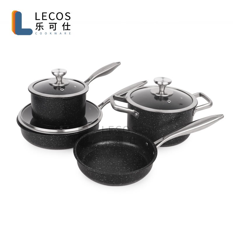 Stainless steel Pots and Pans Nonstick coating heavy metal handle glass cover sauce pan