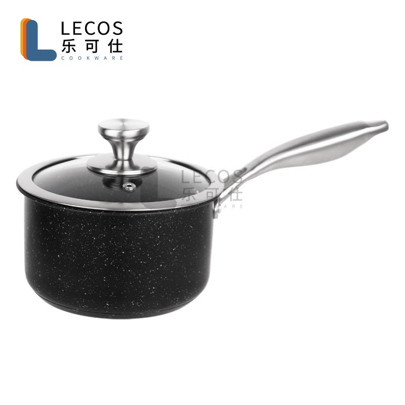 Stainless steel Pots and Pans Nonstick coating heavy metal handle glass cover sauce pan