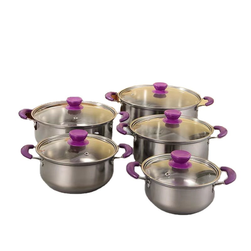 Cook Dinnerware Stainless Steel Soup Pot Casserole Cooking Tools 10pcs Cookware Sets Kitchen Cookware Set