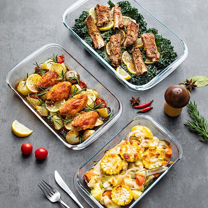 Plates Clear Glass Baking plate 1.0L-3.5L Rectangular Tempered Glass Pyrex Baking Pan Glass Baking Dish Set