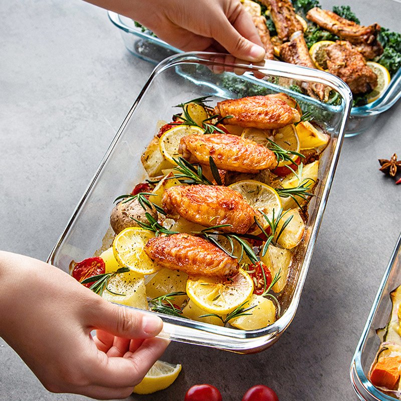 Plates Clear Glass Baking plate 1.0L-3.5L Rectangular Tempered Glass Pyrex Baking Pan Glass Baking Dish Set