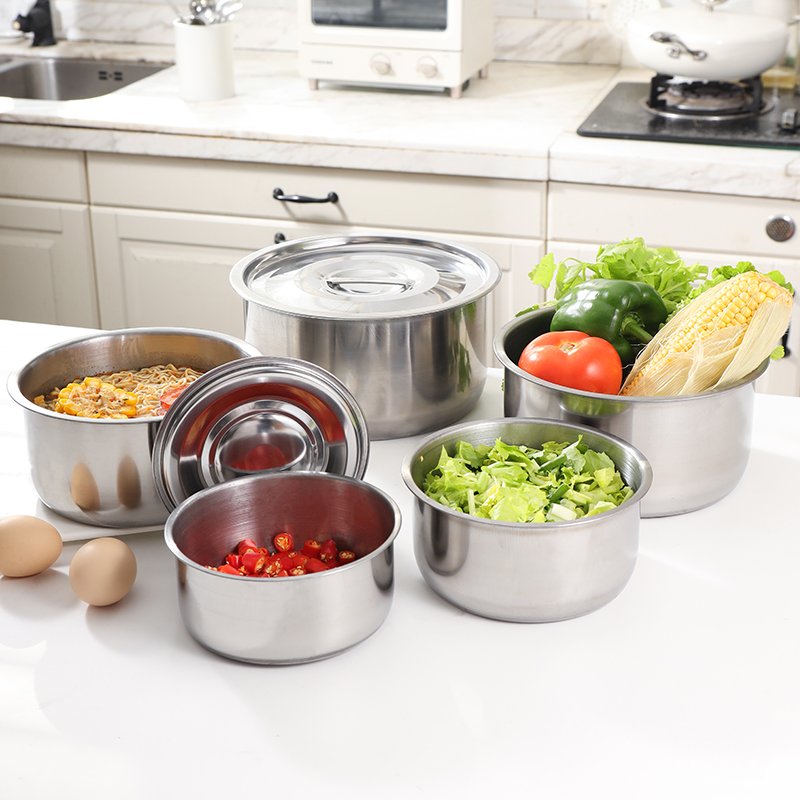5pcs Cooking Kitchen Utensil Set Thailand pot set Stainless Steel Cookware Heated food containers with lid