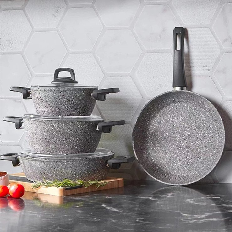 YongKang Factory 7 pcs hot sale forged Aluminum Non Stick Kitchen Wear Cookware pots and pans Set