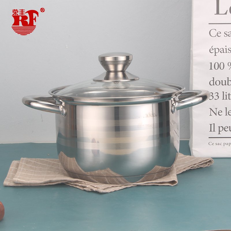 RF European Style Milano 12 Piece Stainless Steel Cookware Set Original Color with Clear Glass Lid