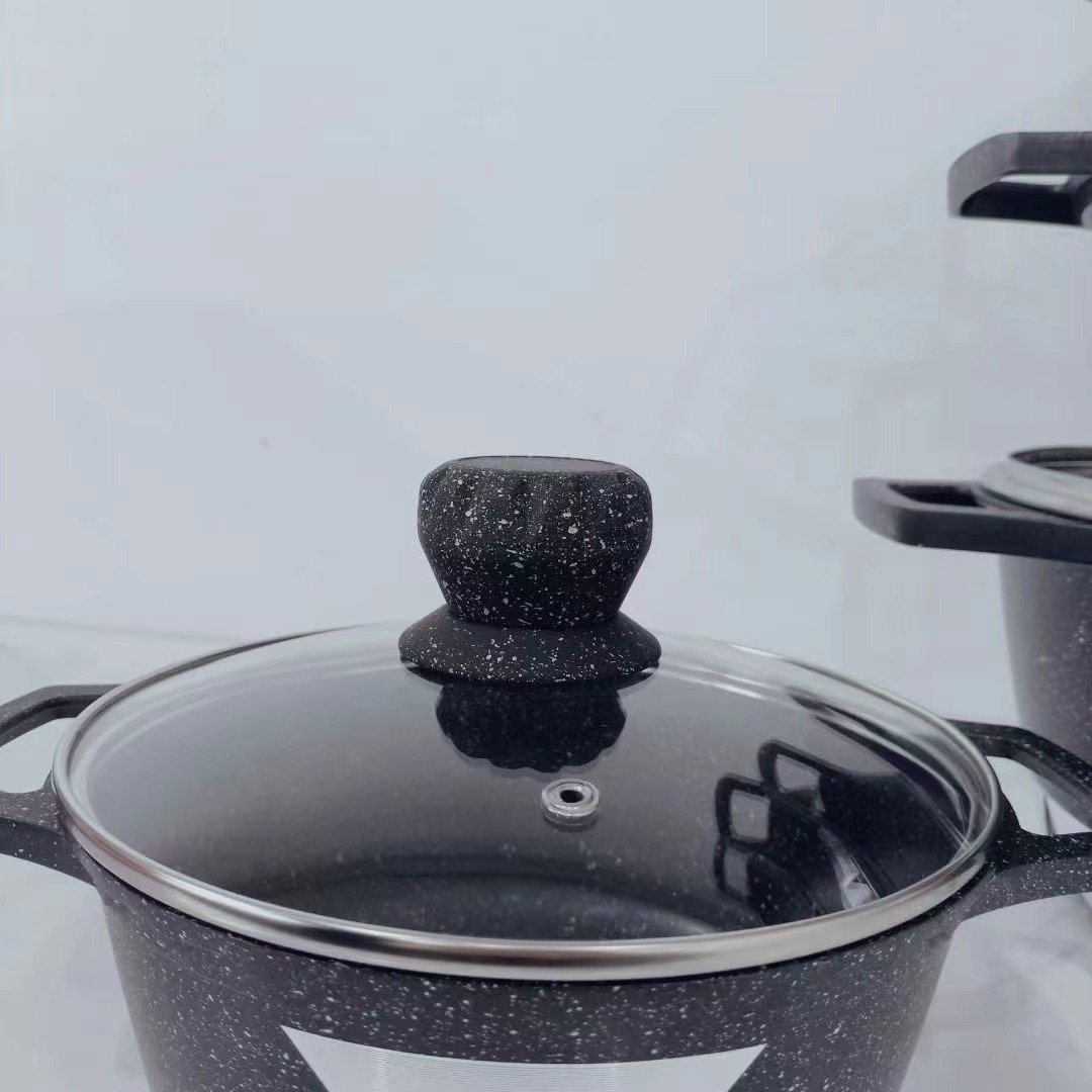 Stocked 10pcs Cookware-Set New Arrival Home Use Aluminium Alloy Detachable Handle Cookware Set